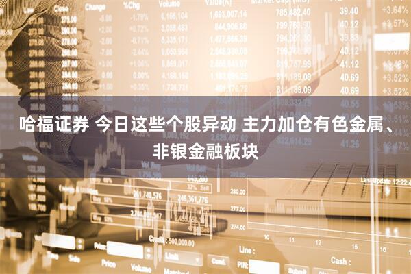 哈福证券 今日这些个股异动 主力加仓有色金属、非银金融板块
