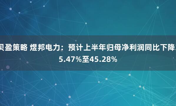 贝盈策略 煜邦电力:预计上半年归母净利润同比下降35.47%至45.28%