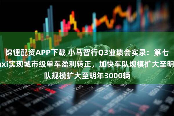 锦锂配资APP下载 小马智行Q3业绩会实录：第七代Robotaxi实现城市级单车盈利转正，加快车队规模扩大至明年3000辆